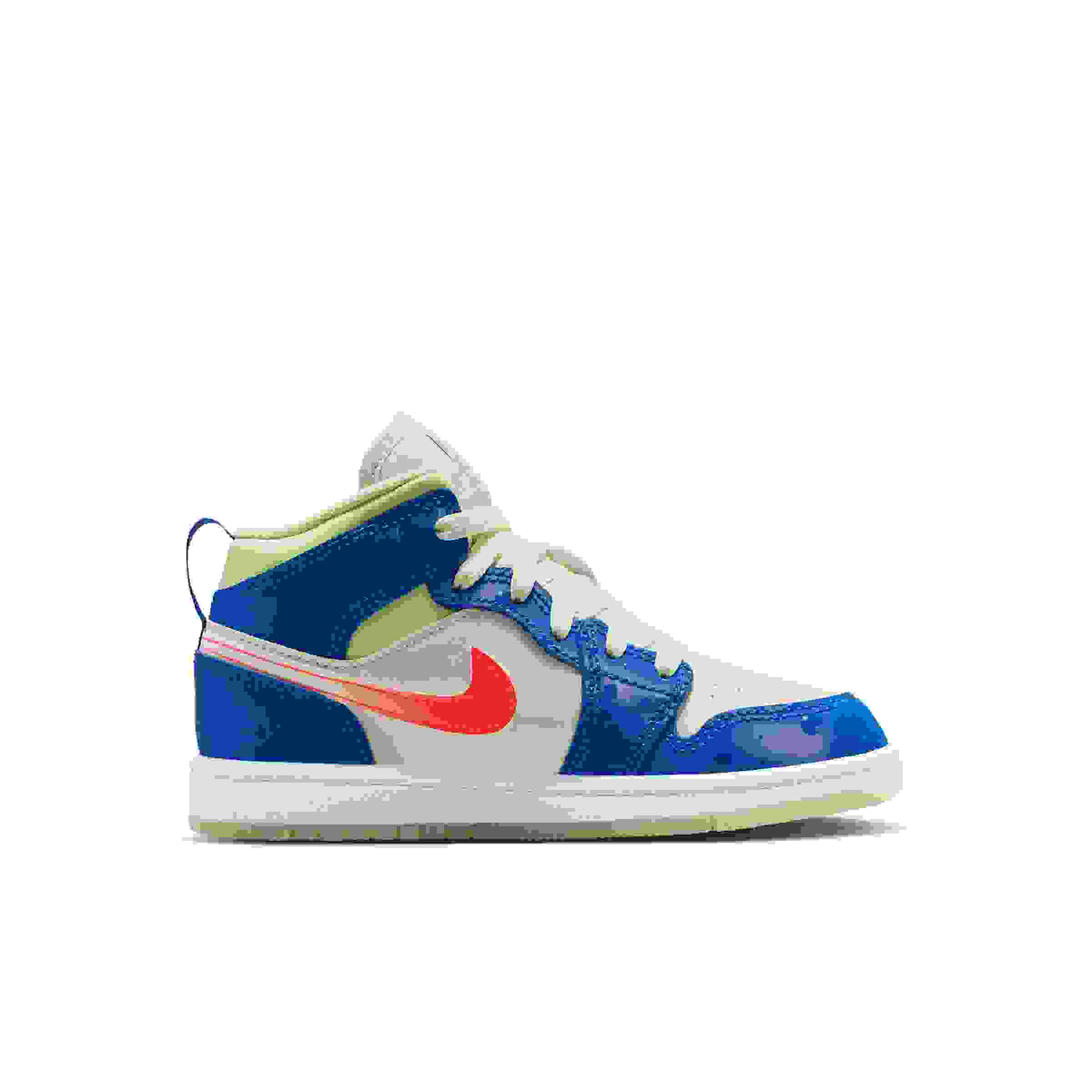 Jordan 1 Mid SE Preschool Boys' "Game Royal/Barely Volt/Infrared 23/Pale Ivory" Shoe